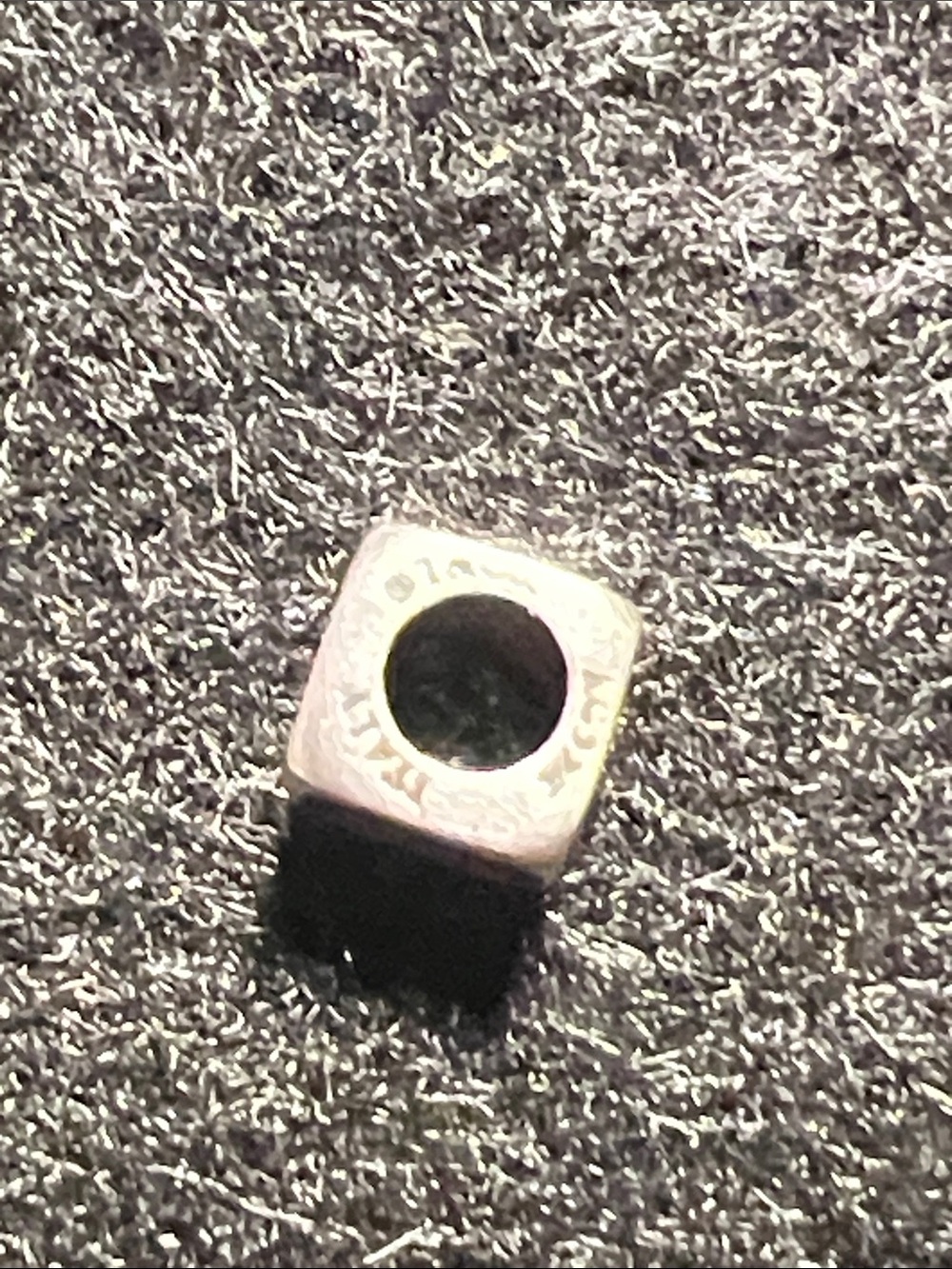 Tiffany &Co.Sterling Silver Initial 'E' Cube Pendant on non Tiffany Necklace 18” - Picture 3 of 4